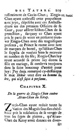 Chapitre X. De la guerre de Zingis-Chan contre Altan-Chan du Kitay