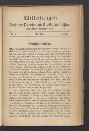 Nr. 1. Mai 1916