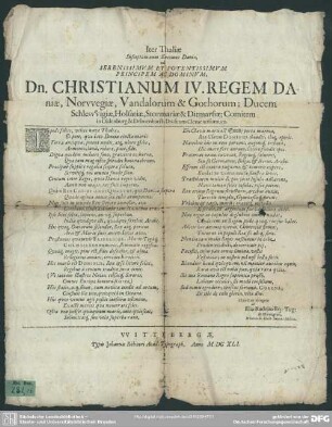 Iter Thaliae suspectum cum encomio Daniae, ad Christianum IV.