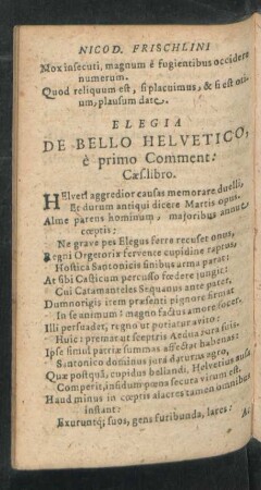 Elegia De Bello Helvetico ...