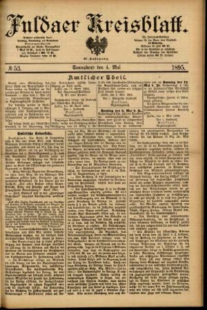 Erste Ausgabe vom Samstag, den 04. Mai 1895.