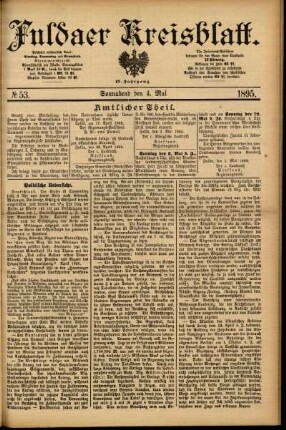 Erste Ausgabe vom Samstag, den 04. Mai 1895.