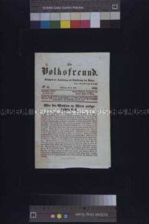 Zeitung: Der Volksfreund. Zeitschrift für Aufklärung und Erheiterung des Volkes. Nr. 58; Wien, 9. Juli 1848