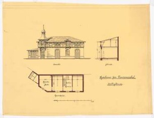 Kreishaus, Neutomischel: Stallgebäude: Grundriss, Aufriss, Schnitt