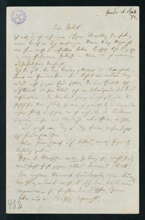 Brief vom 16. Sept. 1872