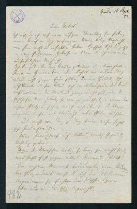 Brief vom 16. Sept. 1872