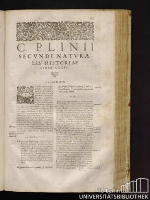 C. Plinij Secvndi Natvralis Historiae Liber XXXVII.