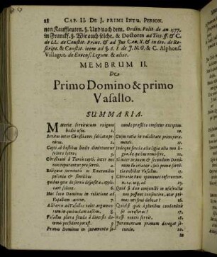 Membrum II. De Primo Domino & primo Vasallo.