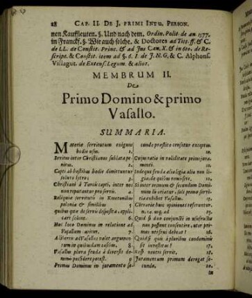 Membrum II. De Primo Domino & primo Vasallo.