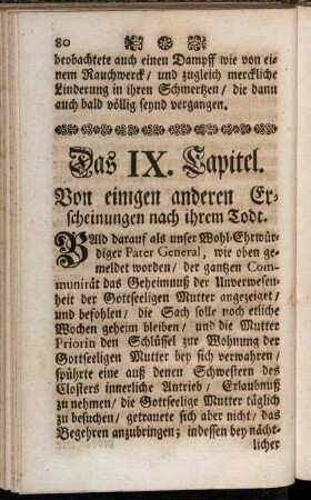Das IX. Capitel. Von einigen anderen Erscheinungen nach ihrem Todt.