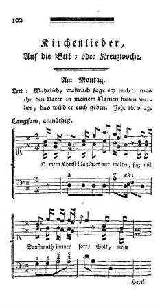 Kirchenlieder, Auf der Bitt- oder Kreuzwoche.