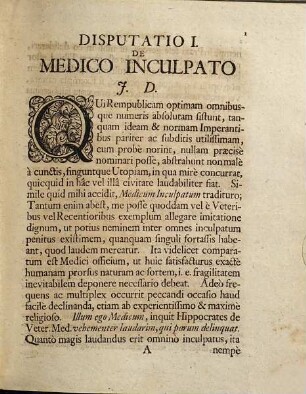 Augusti Quirini Rivini, ... Dissertationes medicae : diversis temporibus habitae, nunc vero in unum fasciculum collectae