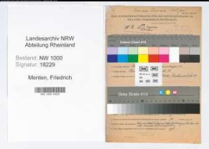 Entnazifizierung Friedrich Menten, geb. 09.01.1899 (Vers.Angest.)