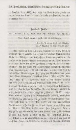316-330 Leonhard Kaiser : ein lutherischer, kein anabaptistischer Blutzeuge
