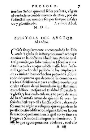 Epistola Del Avctor Al Lector.