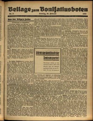Zweite Ausgabe vom Sonntag, den 26. Februar 1933.