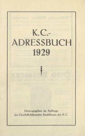 1929: KC-Adressbuch : Mitgliederverzeichnis des Jüdischen K.-C.