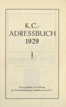 1929: KC-Adressbuch : Mitgliederverzeichnis des Jüdischen K.-C.