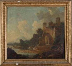 Flusslandschaft mit Burgruine