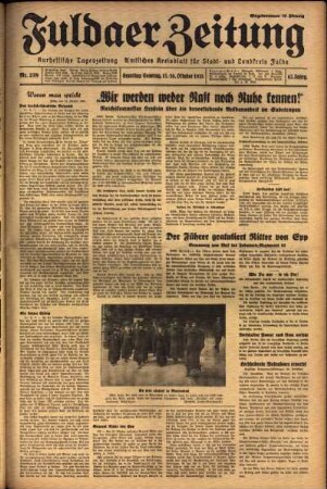 Ausgabe vom Samstag, den 15. Oktober 1938.