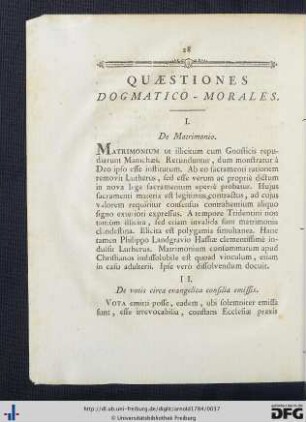 Quaestiones Dogmatico-Morales.