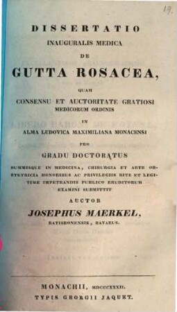 Diss. inaug. med. de gutta rosacea