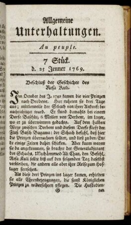 7 Stück. d. 25. Jenner 1769.