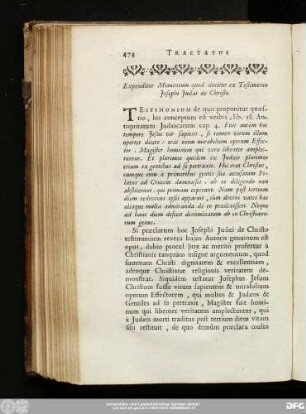 Expenditur Momentum quod ducitur ex Testimonio Iosephi Iudaei de Christo.