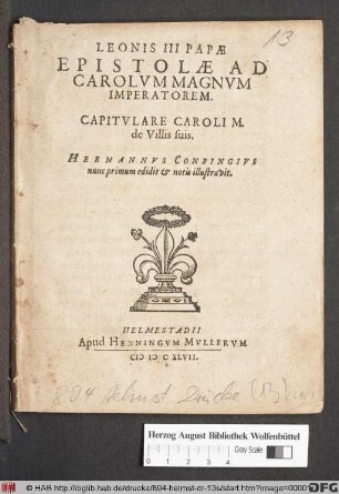 Leonis III Papae Epistolae Ad Carolum Magnum Imperatorem