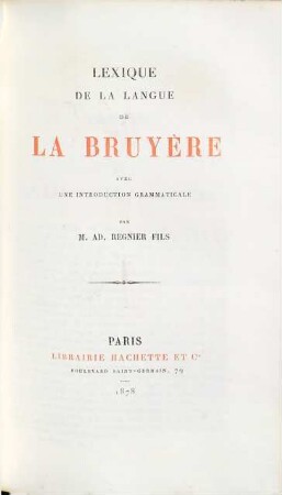 Oeuvres de La Bruyère, 3,2. Lexique de la langue de La Bruyère