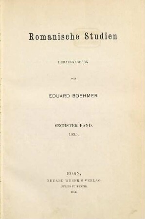 Romanische Studien. 6 = H. 19 - 22. 1881/95 (1895)