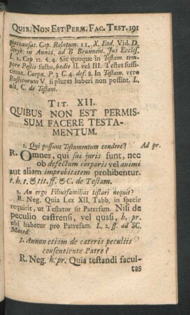Tit. XII. Quibus Non Est Permissum Facere Testamentum