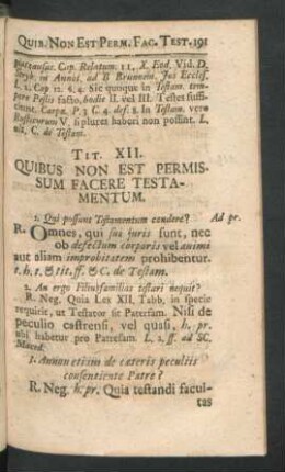 Tit. XII. Quibus Non Est Permissum Facere Testamentum