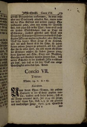 Concio VII. Textus: Marc 14. v. 61 - 65.