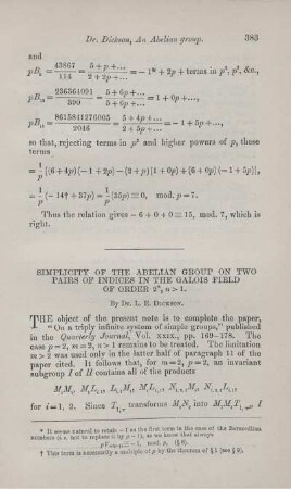 Simply of the abelian group on two pairs of indices in the galois field of order ... .