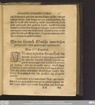 Wie der Krancke Mensche innerlichen purgieret/ oder gereniget werden sol. Das XV. Capittel.