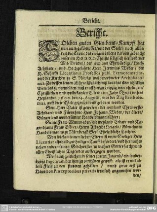 Lebenslauf : Bericht
