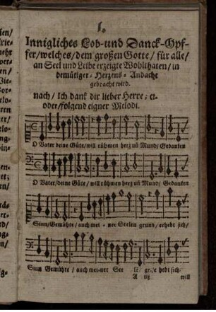 I. Innigliches Lob- und Danck-Opfer