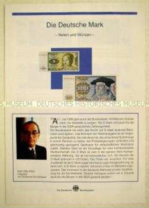 Werbeblatt der Deutschen Bundesbank zur Währungsunion