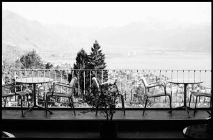 Orselina: Ausblick Panorama vom Hotel auf See Richtung Bellinzona