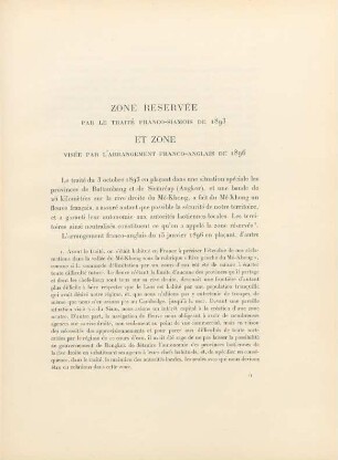 Zone reservée par le traité Franco-Siamois de 1893 et zone visée par l'arrangement Franco-Anglais de 1896