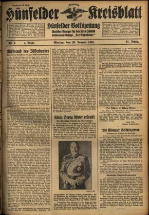 Erste Ausgabe vom Montag, den 20. Januar 1936.