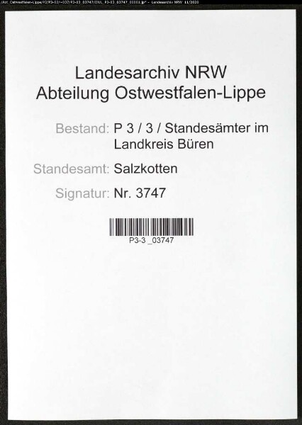 Sterberegister Standesamt Salzkotten