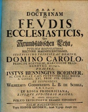 Doctrinam de feudis ecclesiasticis, von krumbstäbischen Lehn