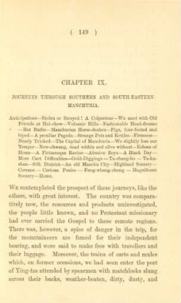 Chapter IX. Journeys through Southern and South-Eastern Manchuria