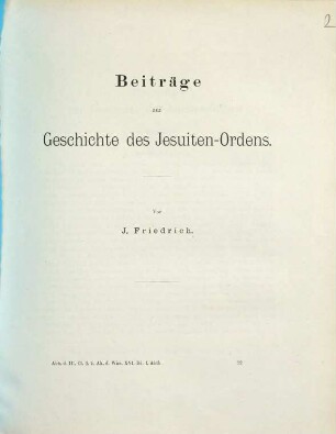 Beiträge zur Geschichte des Jesuiten-Ordens