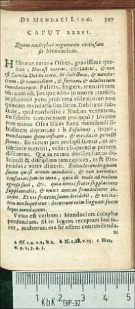 Caput XXXVI. Quam multiplici argumento exitiosum sit Mendacium.