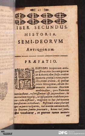 Liber Secundus. Historia. Semi-Deorvm Antiquorum.