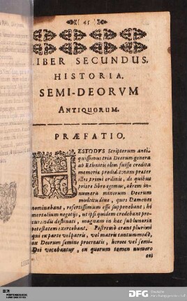 Liber Secundus. Historia. Semi-Deorvm Antiquorum.
