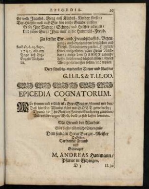 29-41, Epicedia Cognatorum.